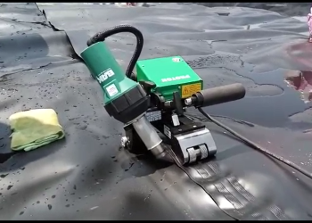 Welding wet HDPE membrane